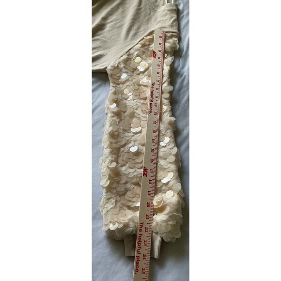 Siani Milano Ivory High Neck Sweater With Embellished Statement Sleeves Size Lg - Picture 10 of 11